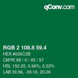 カラーコード: RGB 2 108.8 59.4 | qconv.com
