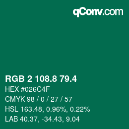 カラーコード: RGB 2 108.8 79.4 | qconv.com