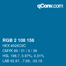 颜色代码: RGB 2 108 156 | qconv.com