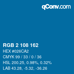 Color code: RGB 2 108 162 | qconv.com