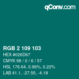 Color code: RGB 2 109 103 | qconv.com
