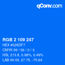 Color code: RGB 2 109 247 | qconv.com