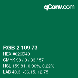 Color code: RGB 2 109 73 | qconv.com