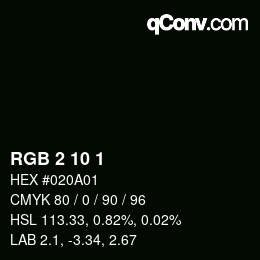 Color code: RGB 2 10 1 | qconv.com