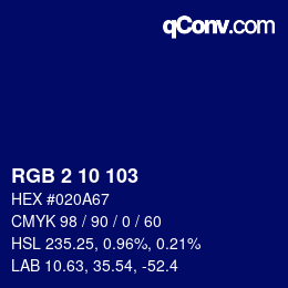 Color code: RGB 2 10 103 | qconv.com