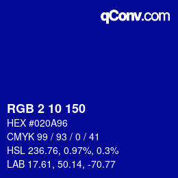 カラーコード: RGB 2 10 150 | qconv.com