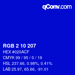 Color code: RGB 2 10 207 | qconv.com