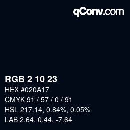 カラーコード: RGB 2 10 23 | qconv.com