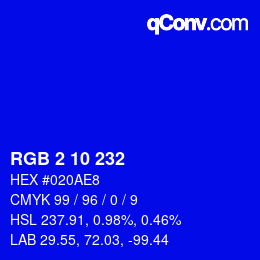 Color code: RGB 2 10 232 | qconv.com