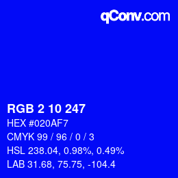 Color code: RGB 2 10 247 | qconv.com