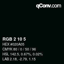 カラーコード: RGB 2 10 5 | qconv.com