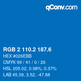 カラーコード: RGB 2 110.2 187.6 | qconv.com