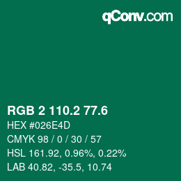 カラーコード: RGB 2 110.2 77.6 | qconv.com
