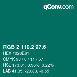 カラーコード: RGB 2 110.2 97.6 | qconv.com