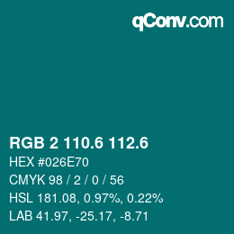 カラーコード: RGB 2 110.6 112.6 | qconv.com