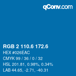カラーコード: RGB 2 110.6 172.6 | qconv.com
