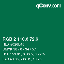 カラーコード: RGB 2 110.6 72.6 | qconv.com