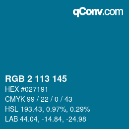 Color code: RGB 2 113 145 | qconv.com