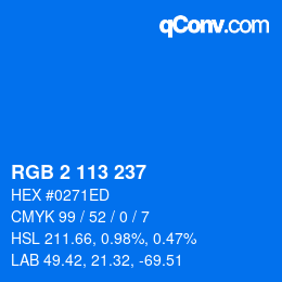 Color code: RGB 2 113 237 | qconv.com