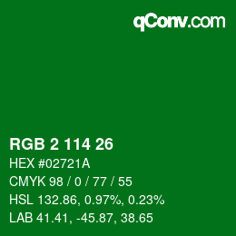 Color code: RGB 2 114 26 | qconv.com