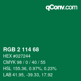 Color code: RGB 2 114 68 | qconv.com