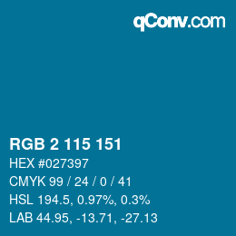 颜色代码: RGB 2 115 151 | qconv.com