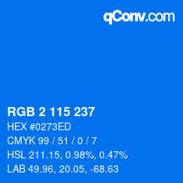 Color code: RGB 2 115 237 | qconv.com