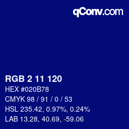 颜色代码: RGB 2 11 120 | qconv.com