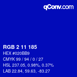 カラーコード: RGB 2 11 185 | qconv.com