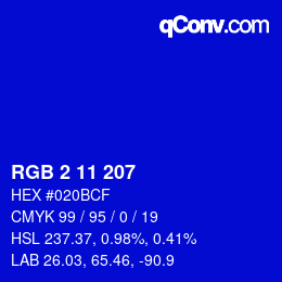Color code: RGB 2 11 207 | qconv.com