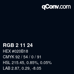 颜色代码: RGB 2 11 24 | qconv.com