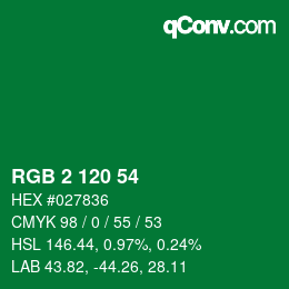 Color code: RGB 2 120 54 | qconv.com