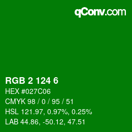 Color code: RGB 2 124 6 | qconv.com