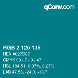 Color code: RGB 2 125 135 | qconv.com