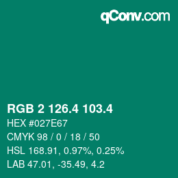 カラーコード: RGB 2 126.4 103.4 | qconv.com