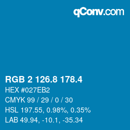 カラーコード: RGB 2 126.8 178.4 | qconv.com