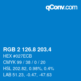 カラーコード: RGB 2 126.8 203.4 | qconv.com
