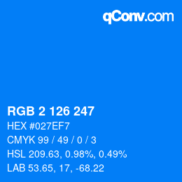 Color code: RGB 2 126 247 | qconv.com