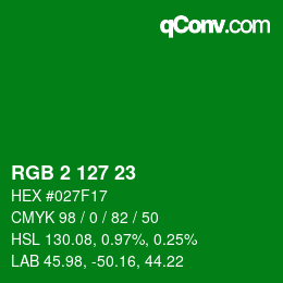 Color code: RGB 2 127 23 | qconv.com