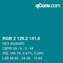 カラーコード: RGB 2 128.2 141.6 | qconv.com