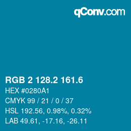 カラーコード: RGB 2 128.2 161.6 | qconv.com