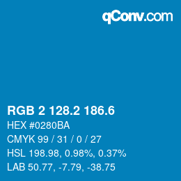 カラーコード: RGB 2 128.2 186.6 | qconv.com