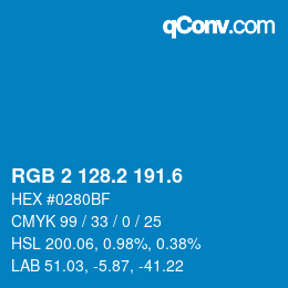 カラーコード: RGB 2 128.2 191.6 | qconv.com