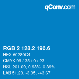 カラーコード: RGB 2 128.2 196.6 | qconv.com