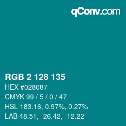 Color code: RGB 2 128 135 | qconv.com