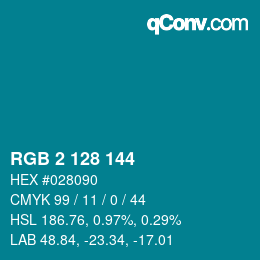 カラーコード: RGB 2 128 144 | qconv.com