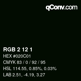 Color code: RGB 2 12 1 | qconv.com