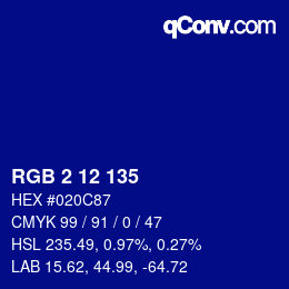 Color code: RGB 2 12 135 | qconv.com