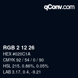颜色代码: RGB 2 12 26 | qconv.com