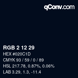 カラーコード: RGB 2 12 29 | qconv.com